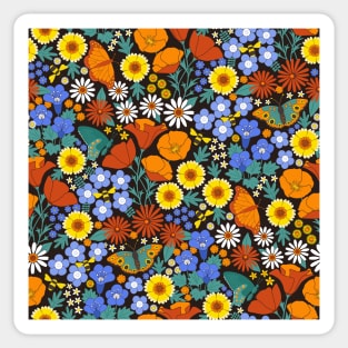 California Wildflowers in 1970s palette Sticker